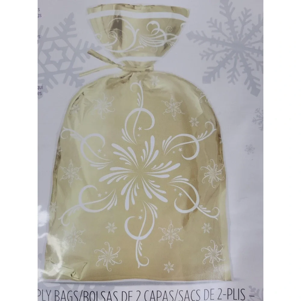 Lot of 2 packs Christmas Gold Foil Treat Bags 8ct Wilton NEW 16 total with ties